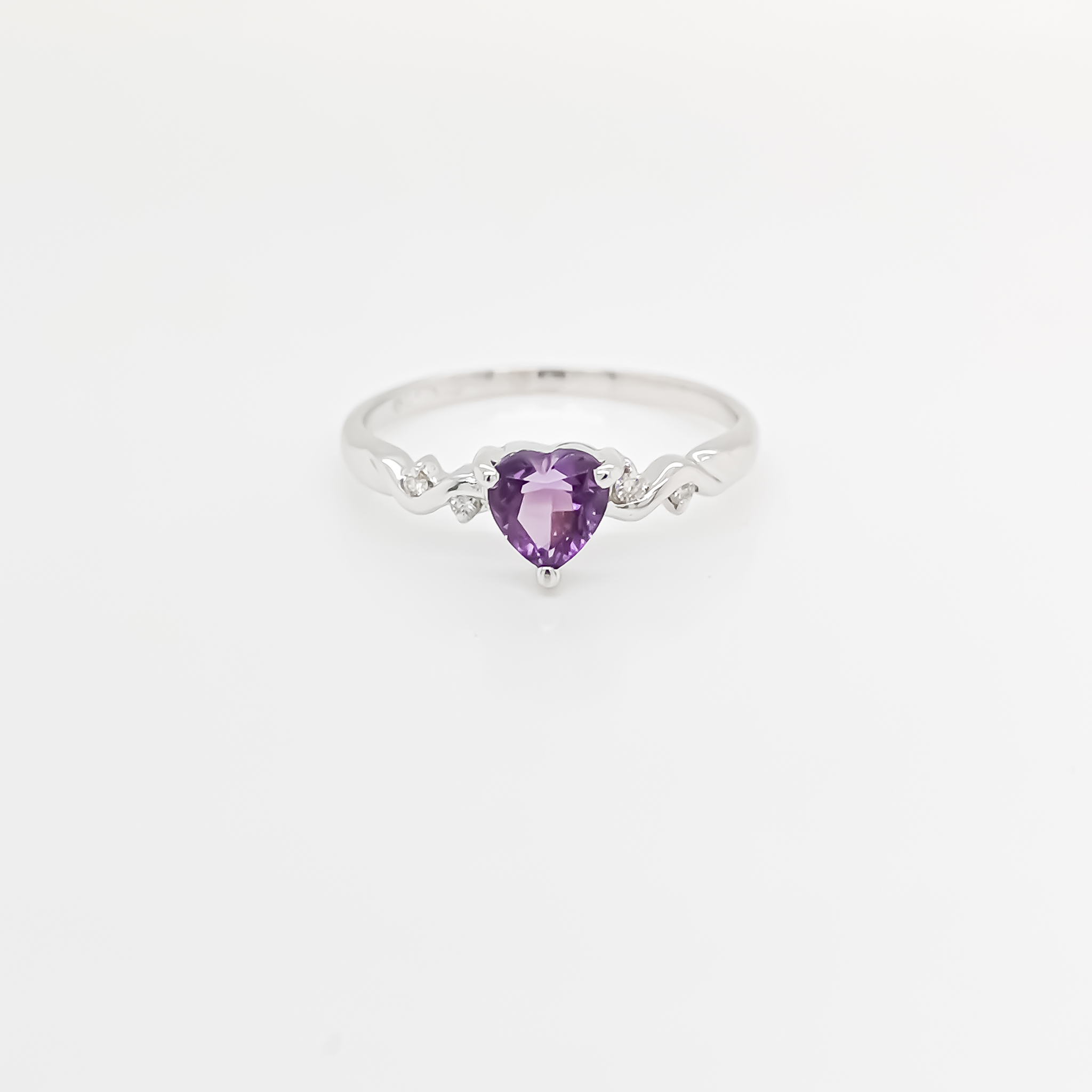 Amethyst Heart Diamond Ring - Valuemax Jewellery