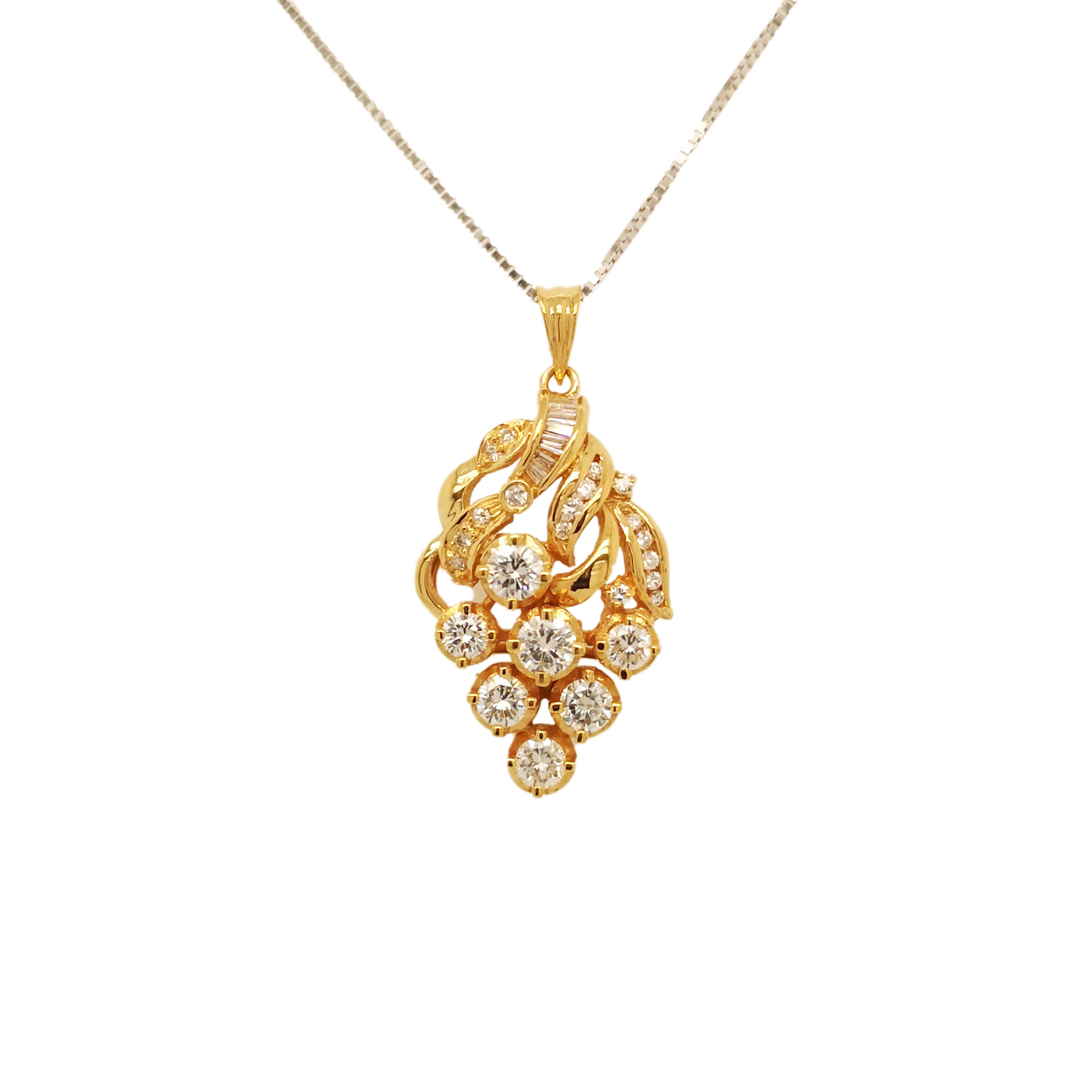 Gold and store diamond pendant necklace