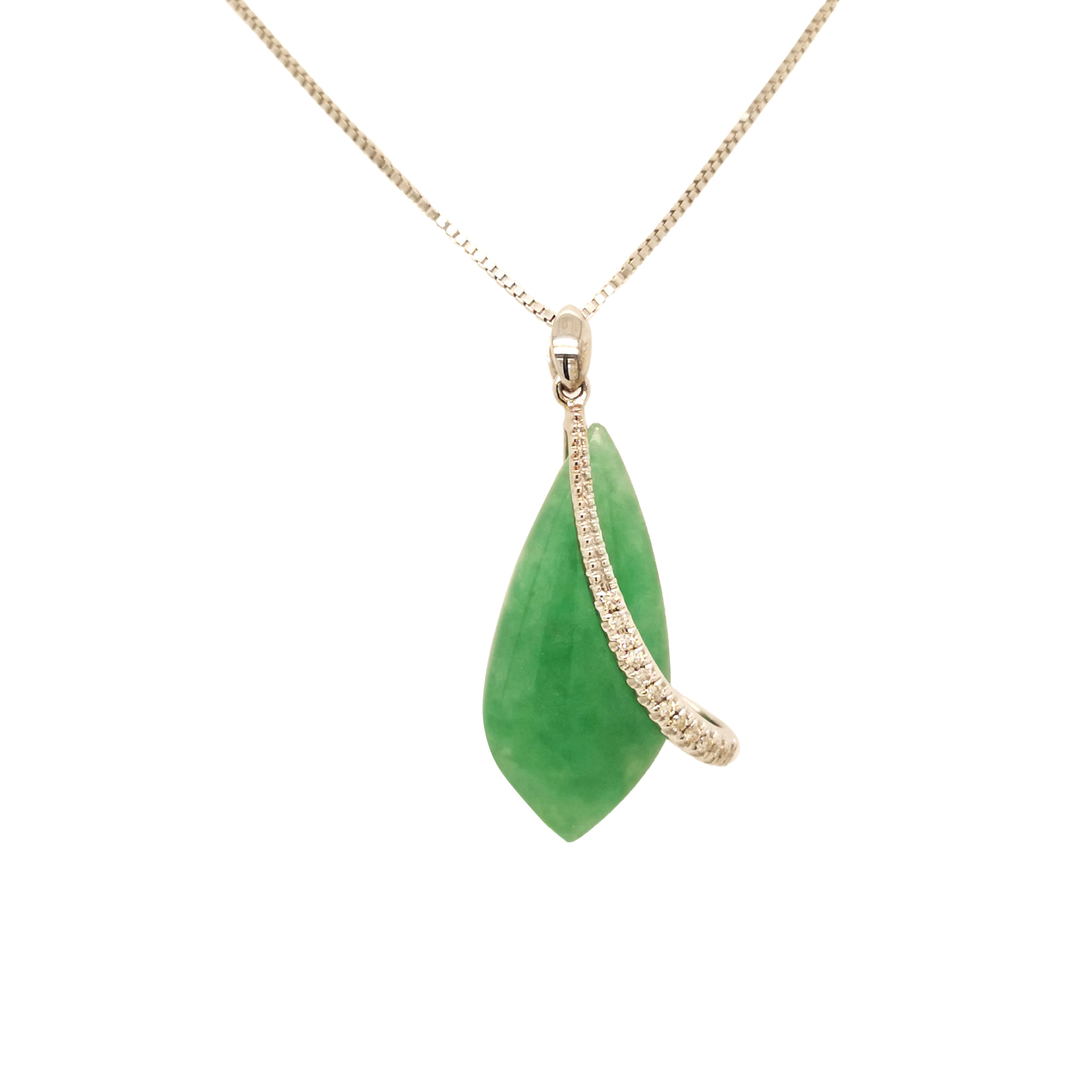 white gold jade pendant