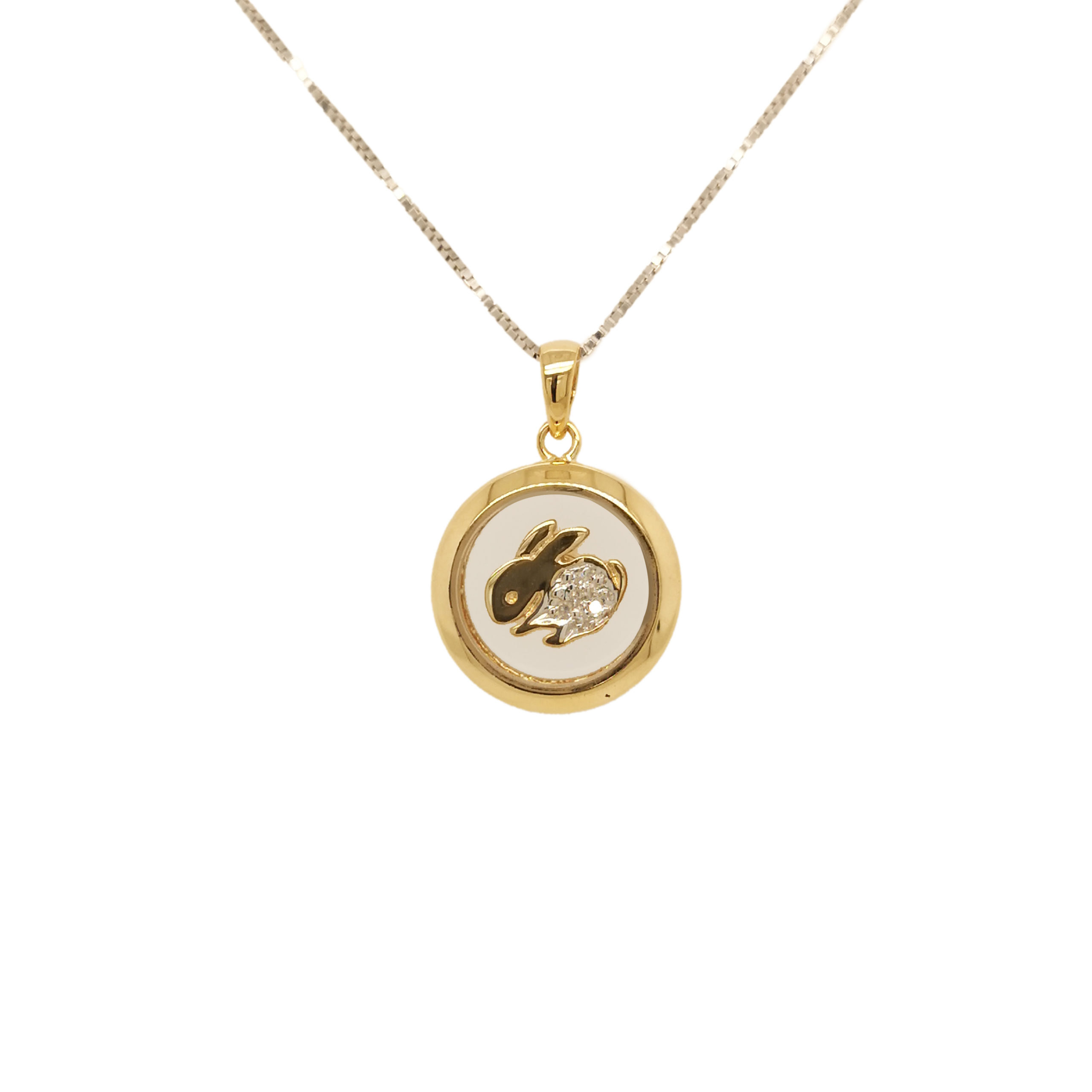 Two Tone Gold Rabbit Diamond Pendant - ValueMax Jewellery