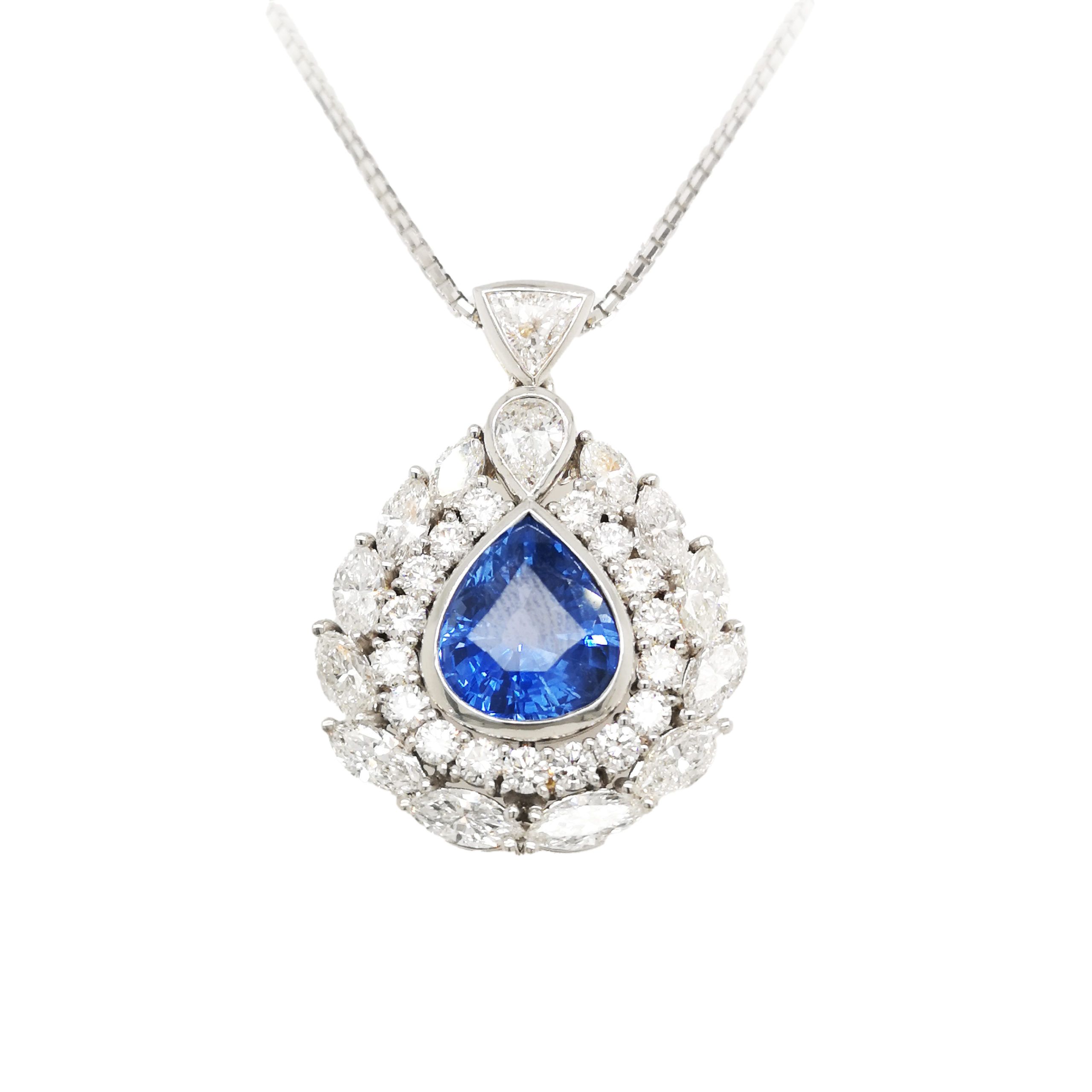 Blue sapphire deals and diamond pendant