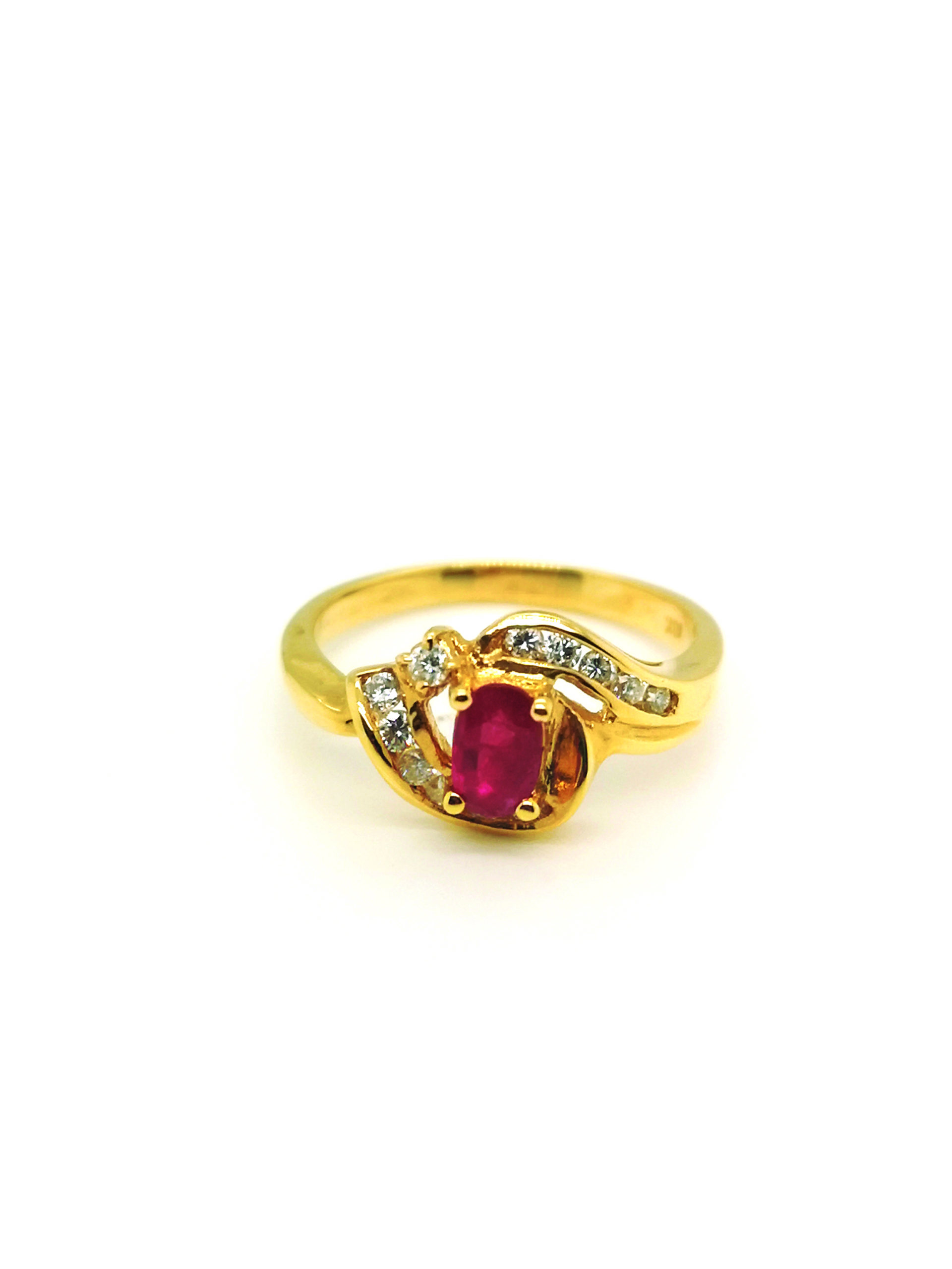 18K Yellow Gold Diamond Ruby Ring - ValueMax Jewellery