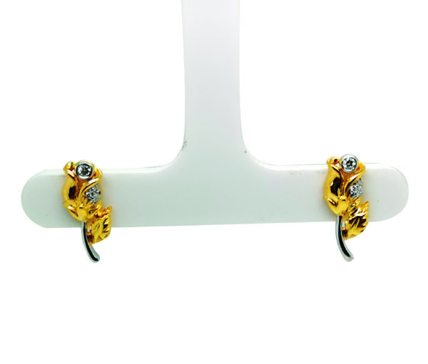 18K Yellow Gold Two Tone Diamond Earring