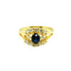 18K Yellow Gold Diamond Blue Sapphire Ring