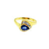 20K Yellow Gold Diamond Blue Sapphire Ring