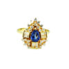 18K Yellow Gold Diamond Blue Sapphire Ring