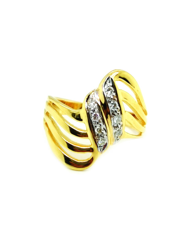 18K Yellow Gold Diamond Two Tone Ring