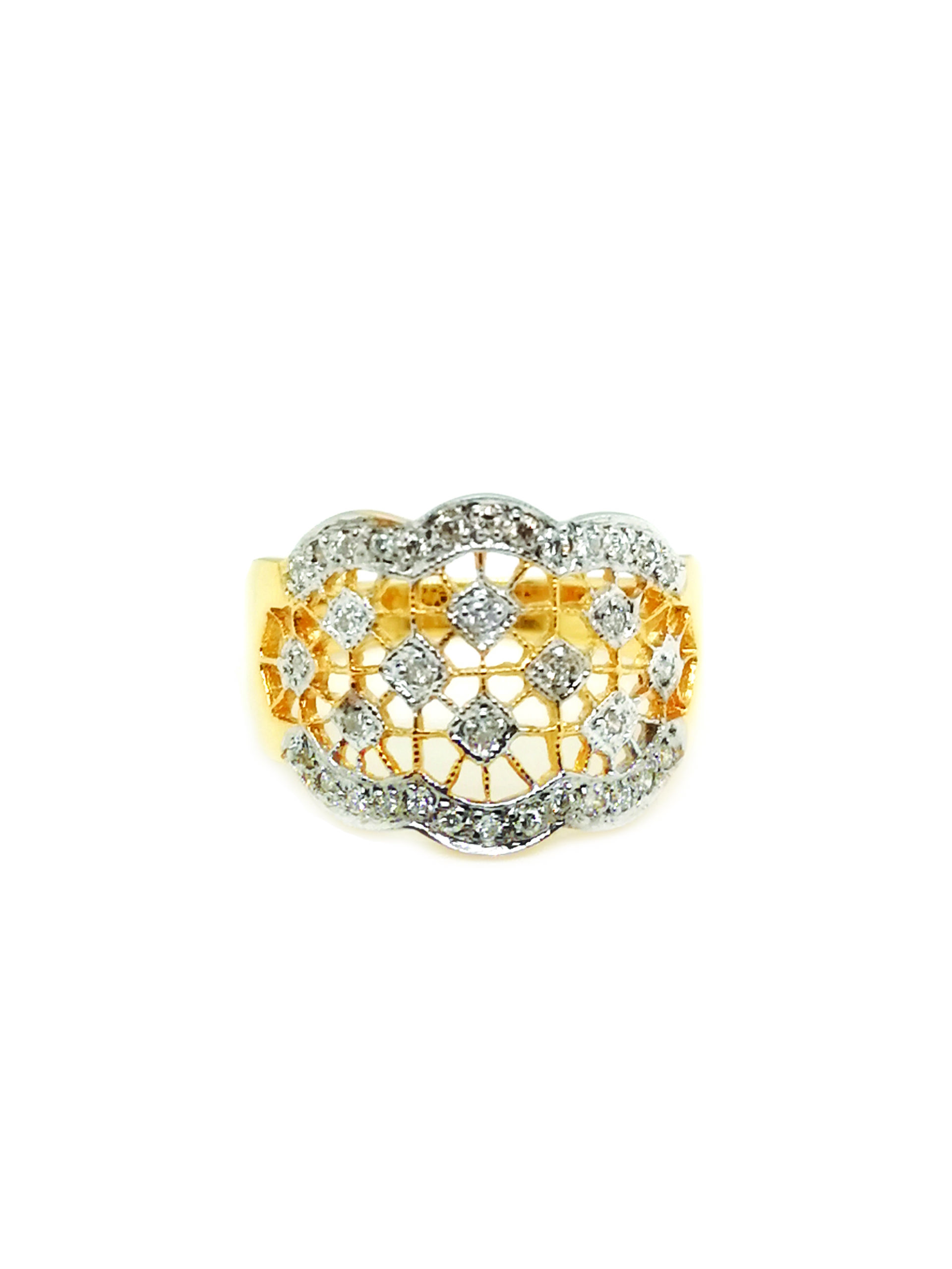 18K Yellow Gold Diamond Two Tone Ring - ValueMax Jewellery