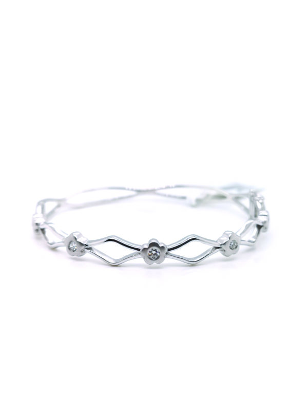 18K White Gold Diamond Bangle