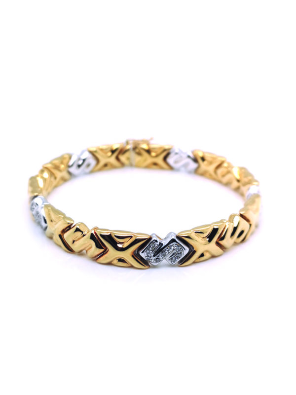 18K Yellow Gold Diamond Two Tone Bracelet