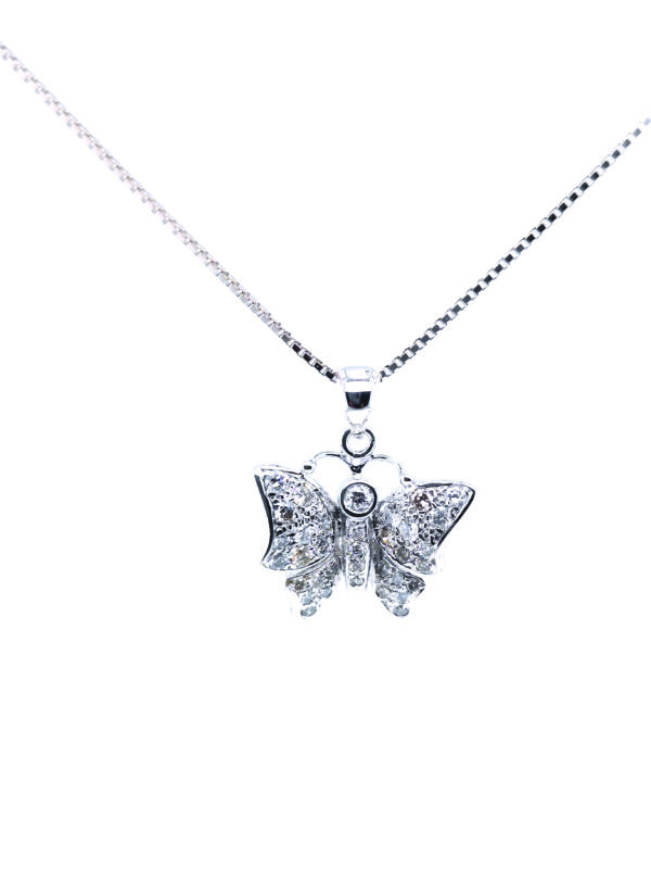 18K White Gold Diamond Pendant