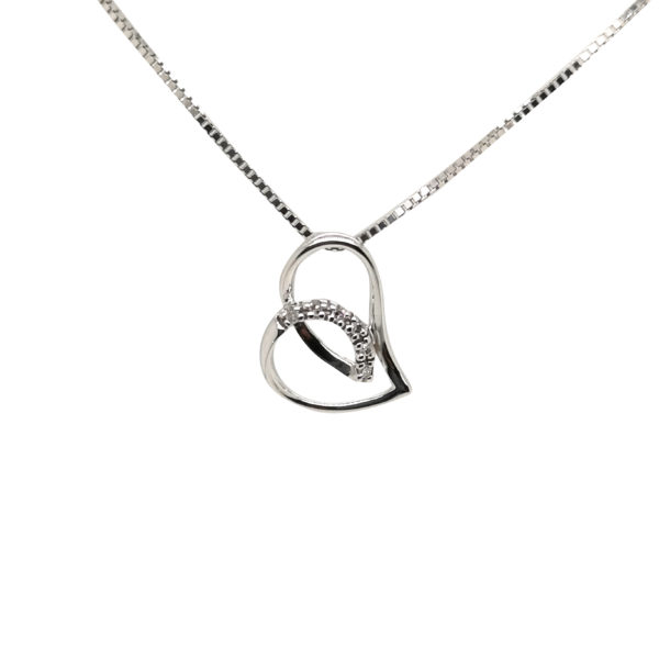 14K White Gold Diamond Pendant