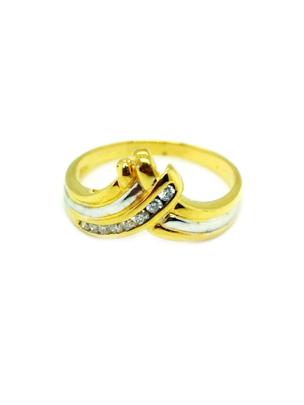 20K Yellow Gold Diamond Two Tone Ring