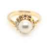 14K Yellow Gold Diamond Pearl Ring