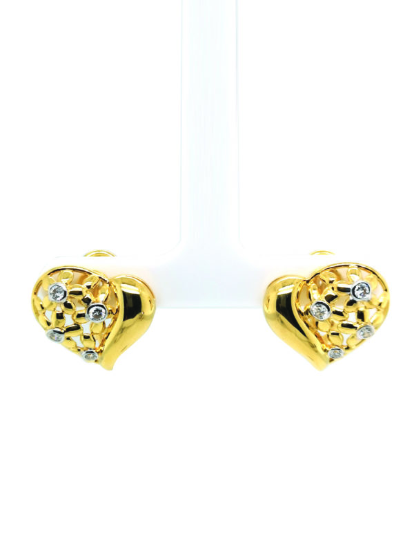 18K Yellow Gold Diamond Two Tone Earstud