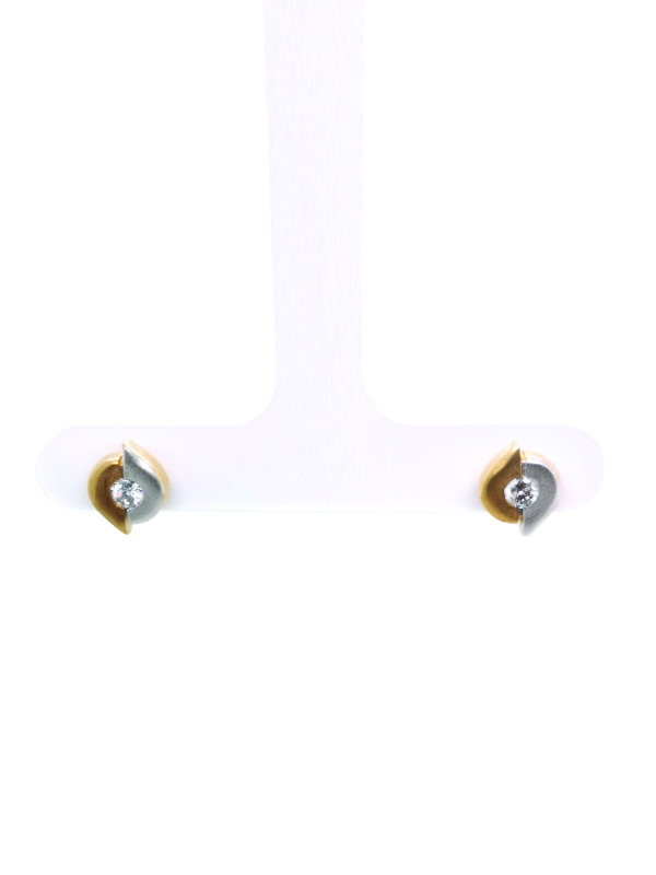 18K Yellow Gold Diamond Two Tone Earstud