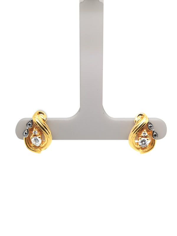 20K Yellow Gold Diamond Two Tone Earstud