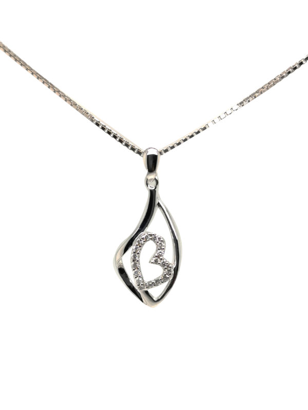 18K White Gold Diamond Pendant