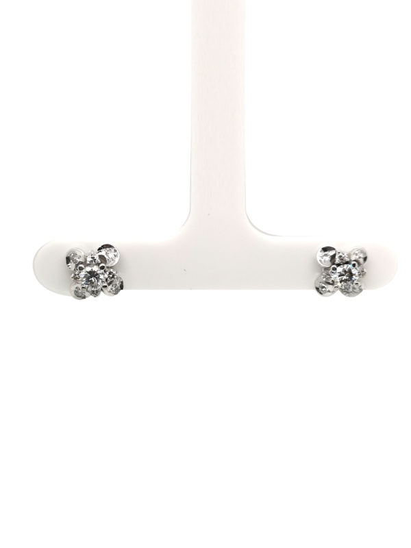 14K White Gold Diamond Earstud