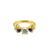 14K Yellow Gold Blue Sapphire Diamond Ring