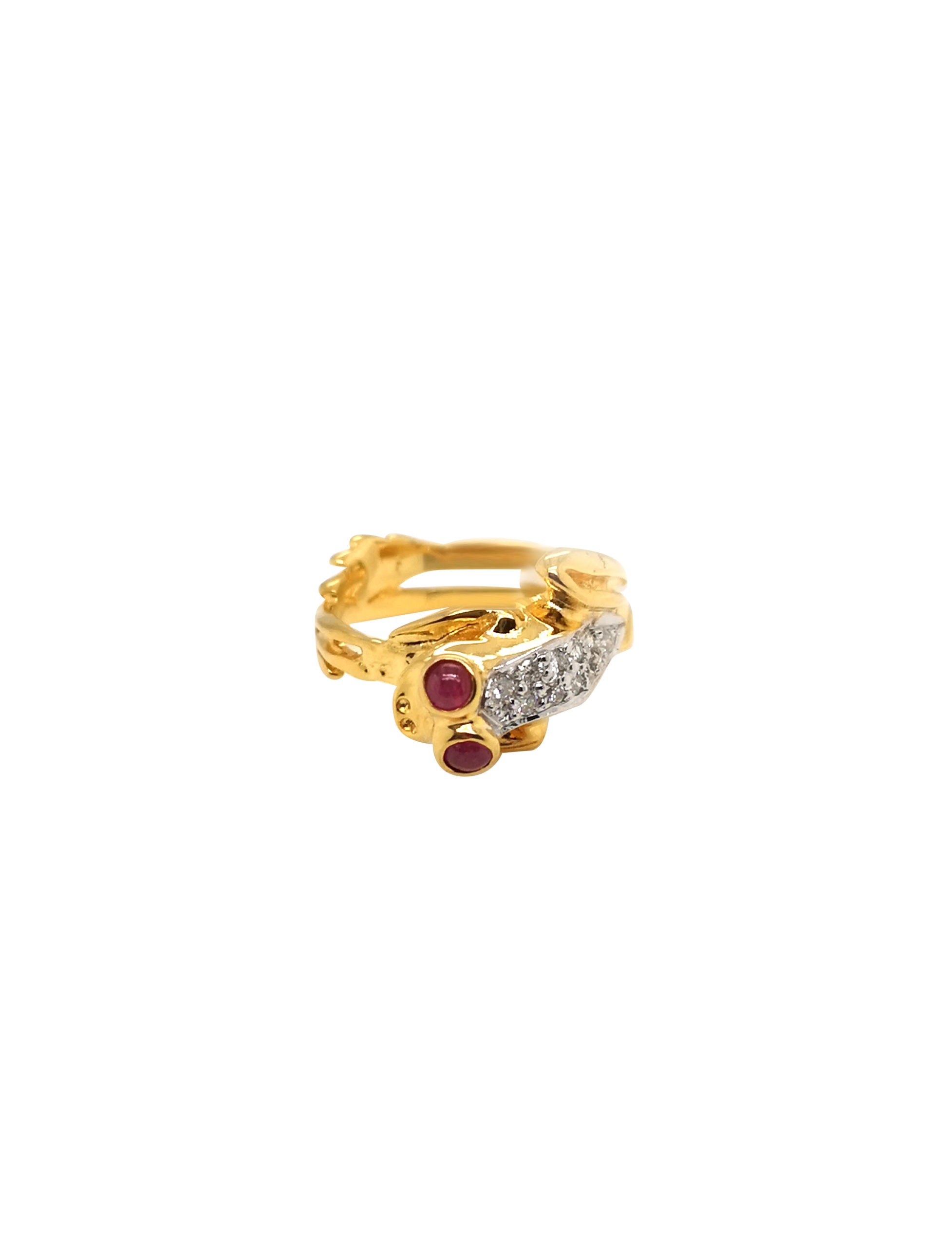 18K Yellow Gold Diamond Ruby Ring - ValueMax Jewellery