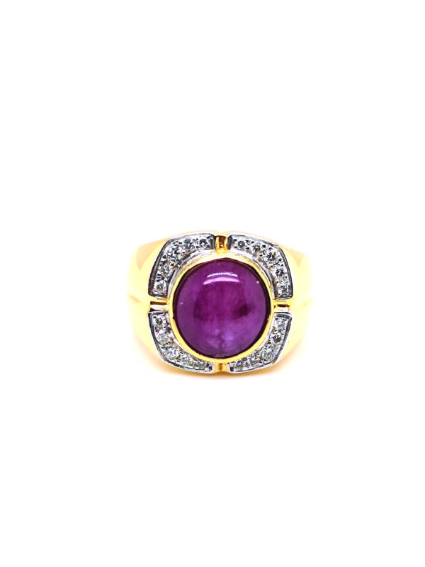 22K Yellow Gold Ruby Diamond Ring