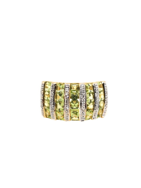 18K Yellow Gold Diamond Peridot Ring