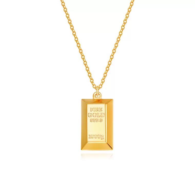 Gold Bar 999 Pure Gold Pendant | 暴富金砖 - ValueMax Jewellery