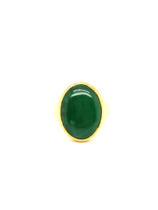 24K Yellow Gold Jade Ring