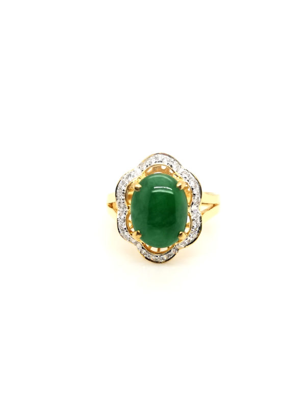 20K Yellow Gold Jade Diamond Ring