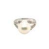 18K White Gold Diamond Pearl Ring