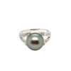 18K White Gold Diamond Grey Pearl Ring