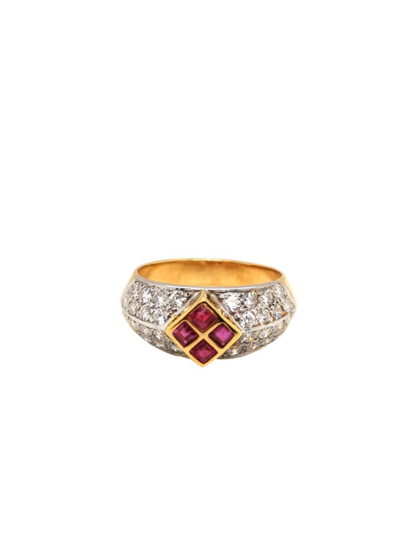 18K Yellow Gold Ruby Diamond Ring