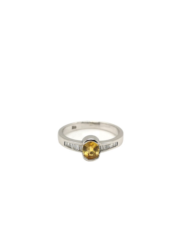 18K White Gold Yellow Sapphire Diamond Ring