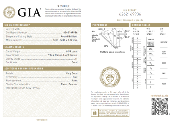 0.59 Carat Diamond (Gemological Institute of America)