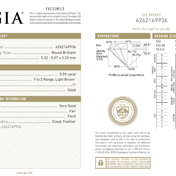 0.59 Carat Diamond (Gemological Institute of America)