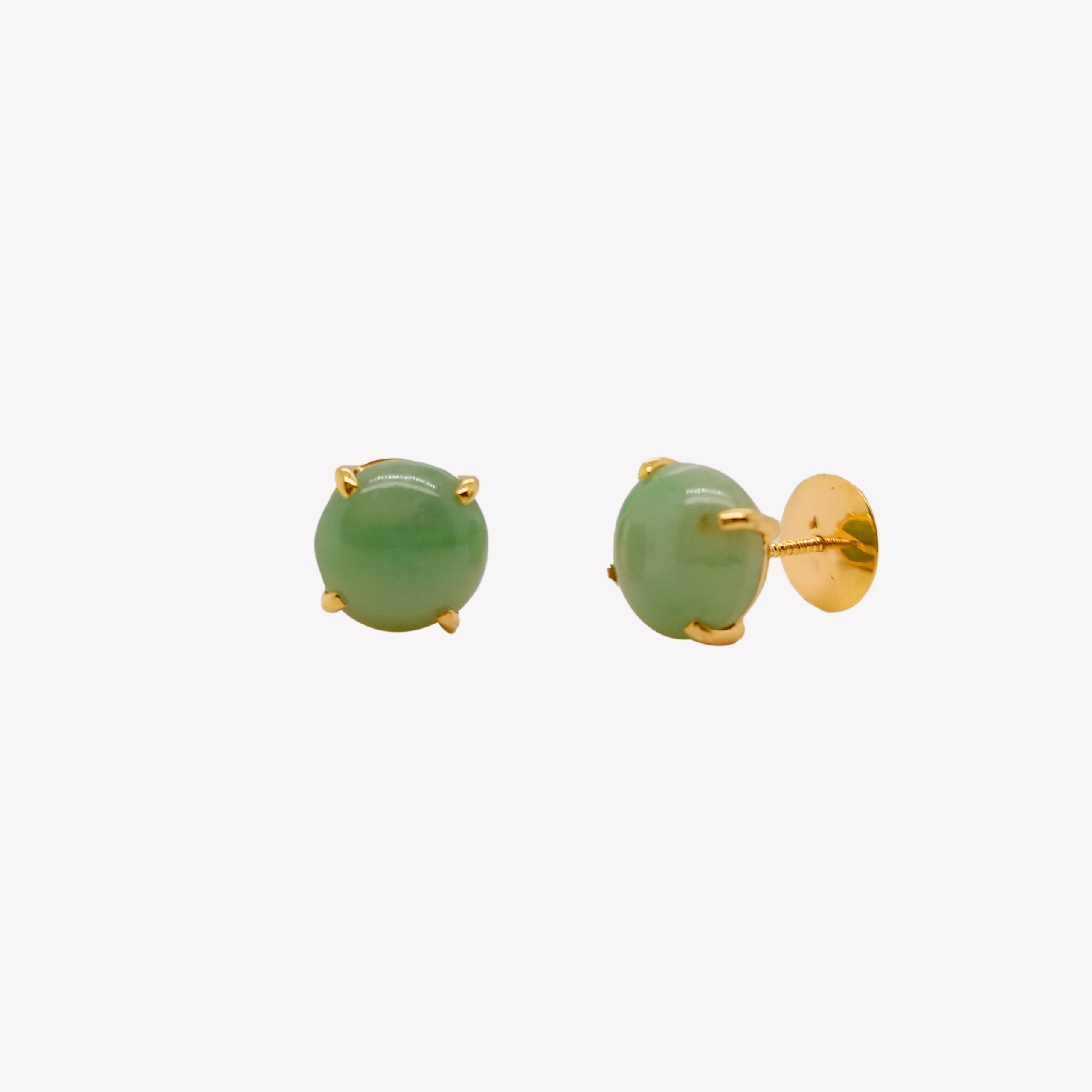 20K Yellow Gold Jade Earstud - ValueMax Jewellery