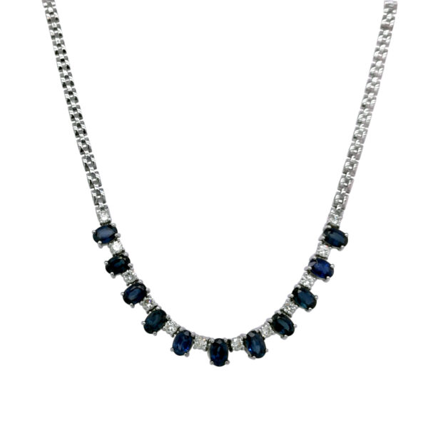 750 WG DIA & BLUE SAPPHIRE NECKLACE