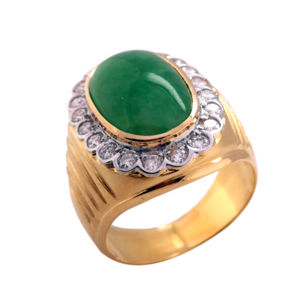 850 YG DIA & JADE RING