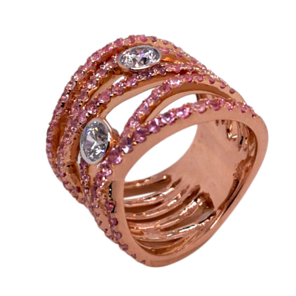 750 RG DIA & PINK SAPPHIRE RING