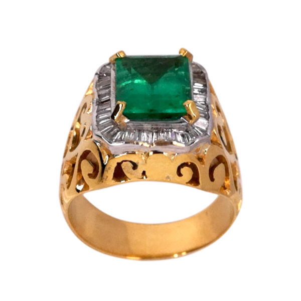 750 YG DIA & EMERALD RING